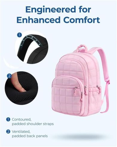 Puffer Quilted Backpack for Women College Backpack Puffy Work Backpacks Fit 15.6 Inch Laptop Light Casual Daypack in Saudi Arabia