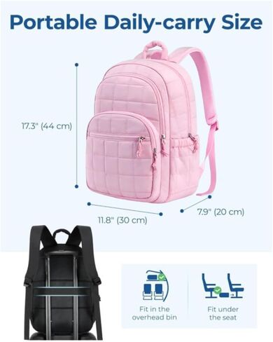 Puffer Quilted Backpack for Women College Backpack Puffy Work Backpacks Fit 15.6 Inch Laptop Light Casual Daypack in Saudi Arabia
