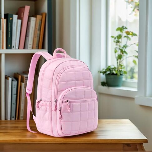 Puffer Quilted Backpack for Women College Backpack Puffy Work Backpacks Fit 15.6 Inch Laptop Light Casual Daypack in Saudi Arabia