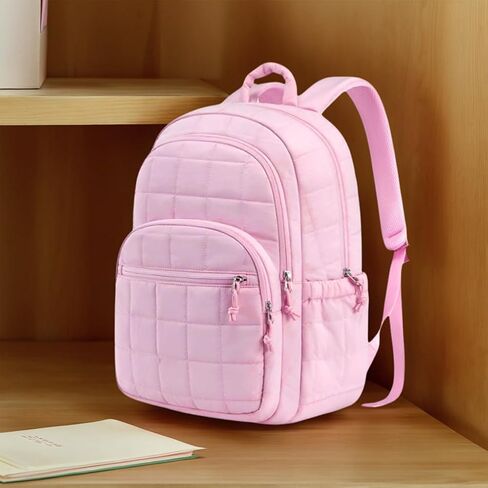Puffer Quilted Backpack for Women College Backpack Puffy Work Backpacks Fit 15.6 Inch Laptop Light Casual Daypack in Saudi Arabia