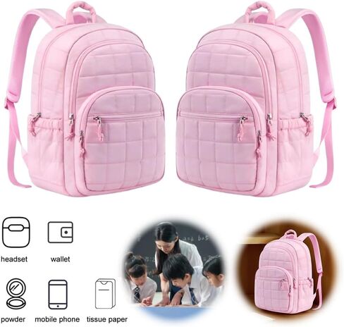Puffer Quilted Backpack for Women College Backpack Puffy Work Backpacks Fit 15.6 Inch Laptop Light Casual Daypack in Saudi Arabia