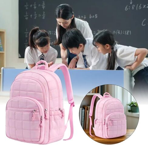 Puffer Quilted Backpack for Women College Backpack Puffy Work Backpacks Fit 15.6 Inch Laptop Light Casual Daypack in Saudi Arabia