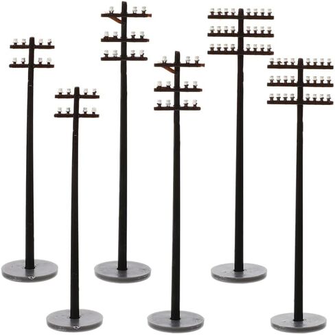 NUOBESTY 6pcs Realistic Telegraph Pole Set for Model Train Micro Landscape Decorations in Saudi Arabia