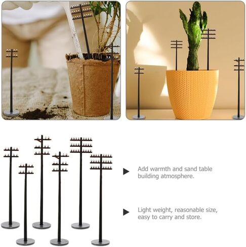 NUOBESTY 6pcs Realistic Telegraph Pole Set for Model Train Micro Landscape Decorations in Saudi Arabia
