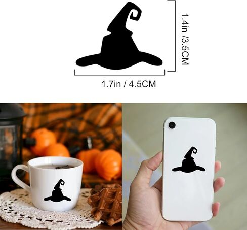 72 × Halloween Witch Hats جدار شارات الشحوم ذاتية اللصق فينيل ختم الملصقات هالوين حفلة لصالح اللوازم الملصقات DIY لفرة الشوكولاتة عيد ميلاد في المنزل ، وبطاقات Decor Decor (Black) in Kuwait