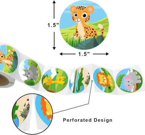Zoo Animal Sticker Jungle Sticker for Kids Individual Cute Wild Animal Labels Safari Decals for Toddles Birthday Party Favors Decor Supplies 200Pcs in Saudi Arabia