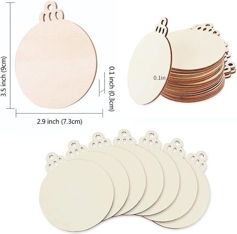 FCDecor 100pcs الحلي الخشبية غير المكتملة ، حرف عيد الميلاد DIY للأطفال ، شرائح خشبية لوازم الحرف للبالغين ، زخرفة العطلات in Kuwait