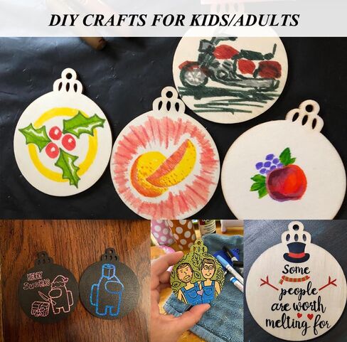 FCDecor 100pcs الحلي الخشبية غير المكتملة ، حرف عيد الميلاد DIY للأطفال ، شرائح خشبية لوازم الحرف للبالغين ، زخرفة العطلات in Kuwait