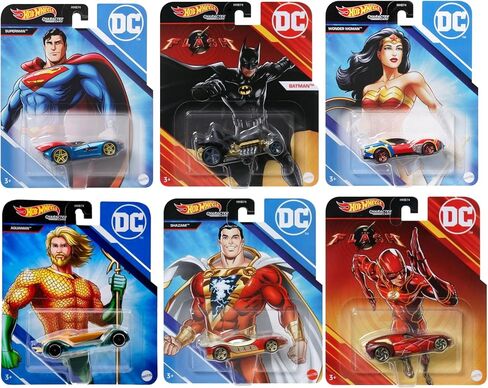 Hot Wheels DC Super Heroes Cars - حزمة 6 - حزمة كاملة (HHB74‑956J) | باتمان ، سوبرمان ، المرأة المعجزة ، فلاش ، أكوامان وشازام | 1:64 مركبات مقطوعة - تتراوح أعمارهم بين 3+ in Saudi Arabia