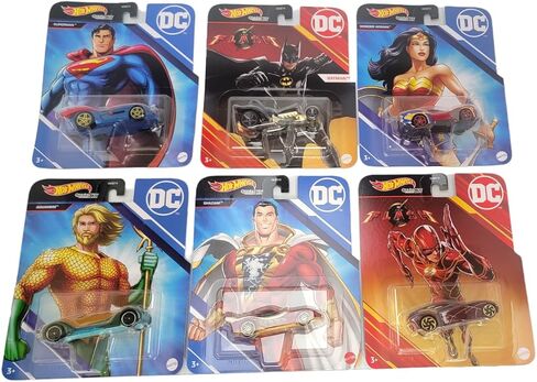 Hot Wheels DC Super Heroes Cars - حزمة 6 - حزمة كاملة (HHB74‑956J) | باتمان ، سوبرمان ، المرأة المعجزة ، فلاش ، أكوامان وشازام | 1:64 مركبات مقطوعة - تتراوح أعمارهم بين 3+ in Saudi Arabia