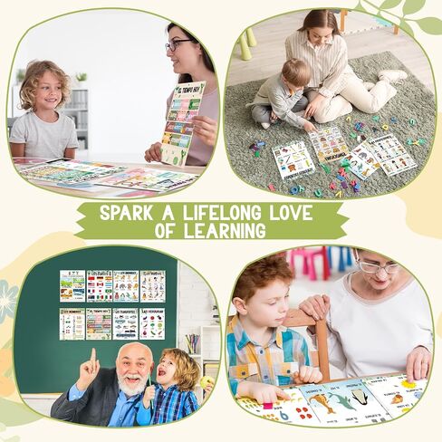 Amsoingspark 24 PCS ملصقات إسبانية للفصول الدراسية 8 × 10 بوصة مغلفة الإسبانية ديكور ديكور ملصق تعليمي الابتدائية لدكمة الجدار المدرسي للدرس (قوس قزح) in Saudi Arabia