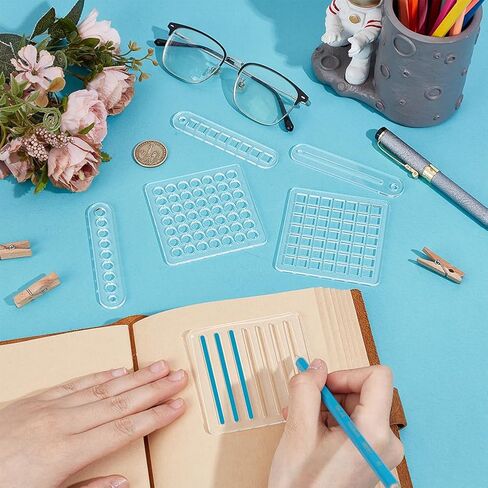 Benecreat 6 Styles Bullet Journaling Stencils ، قالب أكريليك قابل لإعادة الاستخدام ، مربع تقويم صغير ، استنسل للمجلات المنقطة ، ملحقات المخطط ، سجل القصاصات ، تتبع العادة in Saudi Arabia
