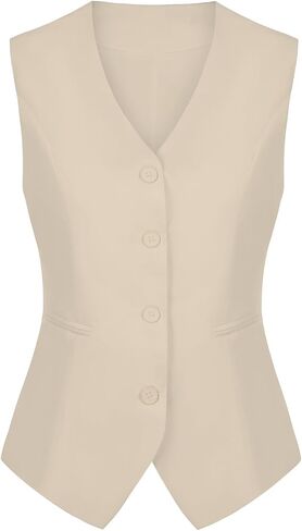 Waistcoat Vest for Women Fully Lined V-Neck Button Down Formal Fitted Dressy Suit Vest Coat with Pockets in Saudi Arabia
