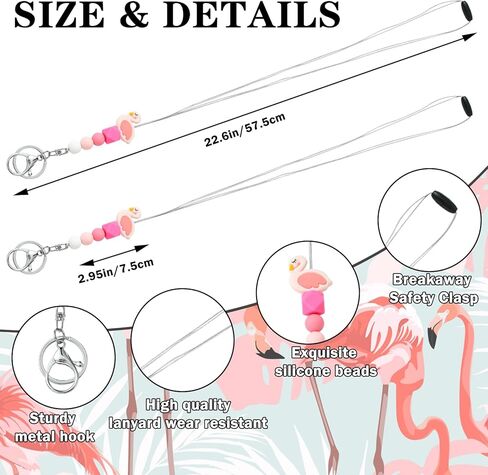 2 Pieces Silicone Bead Lanyard ID Lanyard and Keychain Silicone Lanyard for Teacher Doctor Nurse Employees Women in Kuwait