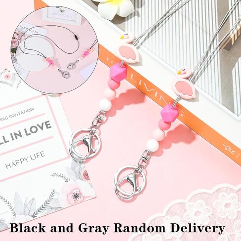 2 Pieces Silicone Bead Lanyard ID Lanyard and Keychain Silicone Lanyard for Teacher Doctor Nurse Employees Women in Kuwait