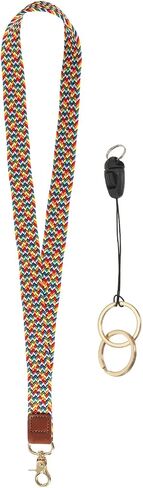 Lanyard Patikil مرنة للمفاتيح ، حبل العنق اللطيف للنساء للنساء معلمات طويلة سلسلة مفاتيح جديلة لمكتب عمل بطاقة هوية شارة الهاتف ، Candy Rainbow in Saudi Arabia