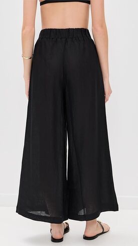 Vitamin A Women's Tallows Linen Wide Leg Pant Swimsuit Cover Up in Kuwait