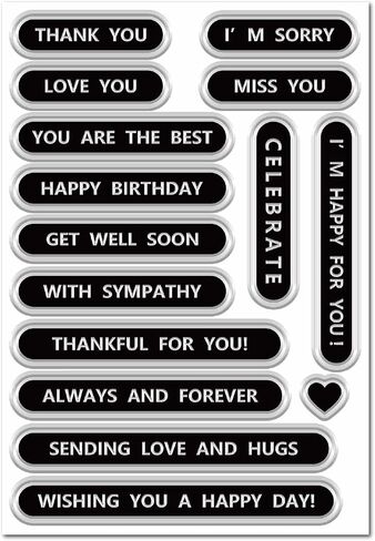 CRASPIRE CLEAR CLEAR STAMPS WORDS BRASE STAME شكرًا لك عيد ميلاد سعيد احتفالًا بالتمنياً لك خلفية سعيدة أختام سيليكون شفافة لصنع البطاقات مصممة DIY DIY in Saudi Arabia