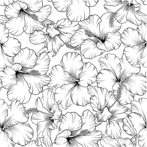 Clear Rubber Stamp, Hibiscus Flowers Transparent Silicone Stamp for Card Making Embossing Silicone Seal Stamp for DIY Scrapbook Journaling Album Craft, 5.51"*5.51" in Saudi Arabia
