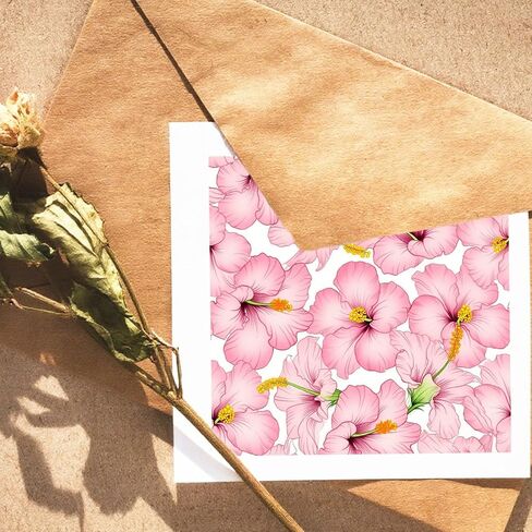 Clear Rubber Stamp, Hibiscus Flowers Transparent Silicone Stamp for Card Making Embossing Silicone Seal Stamp for DIY Scrapbook Journaling Album Craft, 5.51"*5.51" in Saudi Arabia
