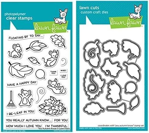Lawn Fawn You Autumn Know 4"x6" Clear Stamp Set and Coordinating Lawn Cuts Dies, Bundle of 2 Items (LF2660, LF2661) in Saudi Arabia