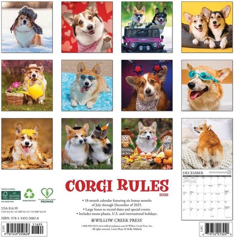 Corgi Rules 2026 12" x 12" Wall Calendar in Saudi Arabia