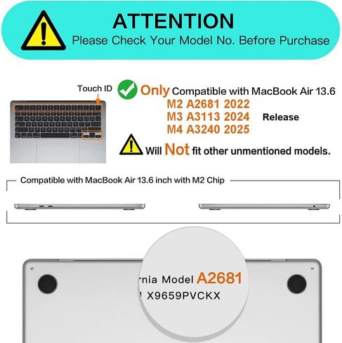 MINGDAO Compatible with MacBook Air 13.6-inch, Hard Shell Case with Keyboard Cover and Screen Protector (A2681, M2 chip / A3113, M3 chip / A3240, M4 chip, 2022-2025 Release) - Dragonflies MD5337 in Kuwait