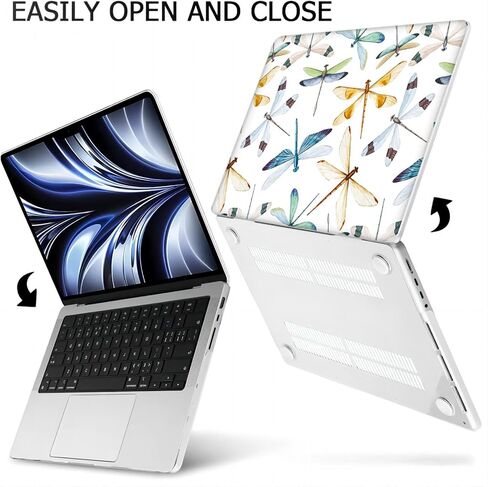 MINGDAO Compatible with MacBook Air 13.6-inch, Hard Shell Case with Keyboard Cover and Screen Protector (A2681, M2 chip / A3113, M3 chip / A3240, M4 chip, 2022-2025 Release) - Dragonflies MD5337 in Kuwait