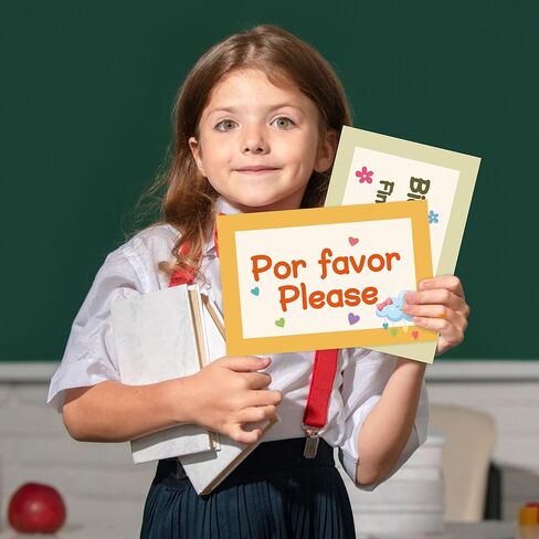 عبارات Watinc Spanish Poster - 16pcs ملصقات إسبانية تم تعيين زينة الفصل الدراسي ، مرحلة ما قبل المدرسة دراسة المواد التعليمية لوازم المعلم ، لوحة إعلانات اللغة التعليمية (ملونة) in Saudi Arabia