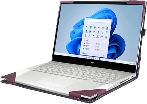 غطاء حالة الكمبيوتر المحمول لـ HP Envy X360 15-FE/15T-FE/15T/15Z/15-ED/15-ER/15T-ES100 2-in-1 PU SELPED SLEEVE COMPORTER (WINE RED) in Kuwait