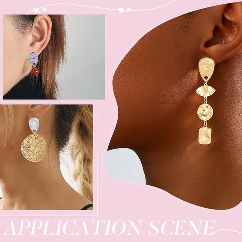 60Pcs Stud Earring Findings 6 Style Stainless Steel Earring Post with Loop 80Pcs Backs Gold Silver Ear Stud for Women DIY Jewelry Making Accessories Oval Rhombus Rectangle in Kuwait