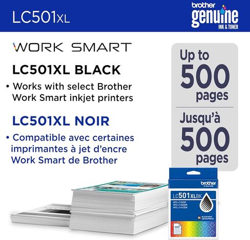 Brother Genuine LC501XL2PK Twin Pack High Yield Black Ink Cartridges (for use with Work Smart 1260, 1360, and 1410 Printers) in Saudi Arabia
