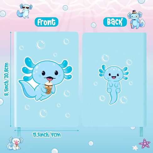 Xqumoi Axolotl Hardcover Ruled Journal Notebook with Planner Stickers, A5 Hardbound Journal Writing Notebook Teacher Appreciation Gift Back to School Office Supplies Diary Notepad 8.3" x 5.5" (Blue) in Saudi Arabia