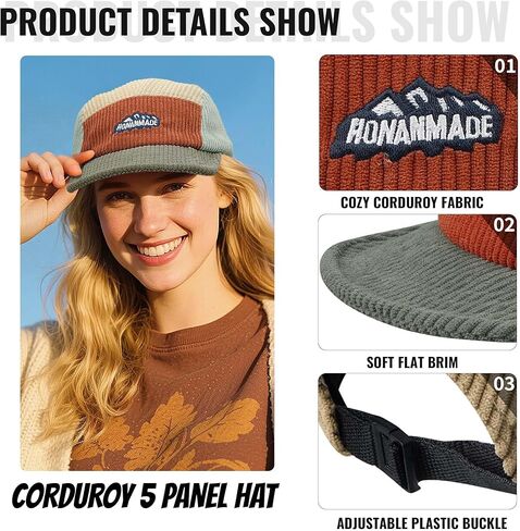 Croogo Corduroy 5 Panel Hat Casual Short Brim Baseball Caps Unstructured Vintage Dad Hats Trucker Snapback Hats Hip Hop Hat in Kuwait