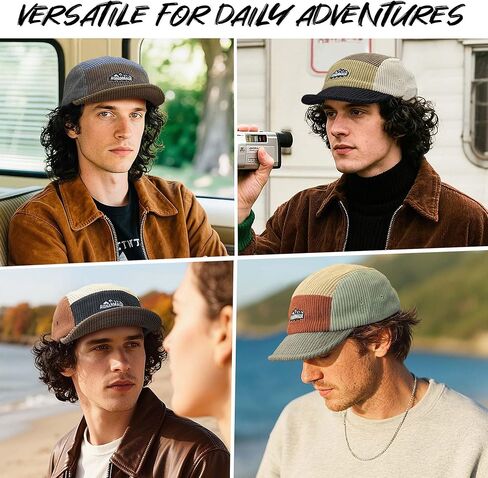 Croogo Corduroy 5 Panel Hat Casual Short Brim Baseball Caps Unstructured Vintage Dad Hats Trucker Snapback Hats Hip Hop Hat in Kuwait