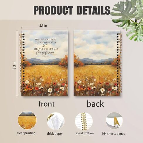 Xnxldylh Fall Vintage Flower Notebook Notebook Journal ، دفتر كنيسة الأزهار الحلزونية ، دراسات الكتاب المقدس ملاحظات الصلاة المجلات المجلات للمجلات للنساء ، والمواد المدرسية لمكتب الخريف الخريف ، 5.5 × 8.3 بوصة in Saudi Arabia