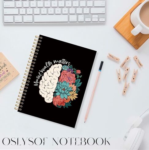OSLYSOF Mental Health Matters Spiral Notebook, Psychologist Gifts, Therapy Journal for Women, Therapist Notebook for Note Taking, Guided Journal for Mental Health, 5.5x8.3 Inch with 164 Pages in Saudi Arabia