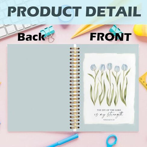 YHTRG Chinoiserie Blue Floral Tulip Spiral Notebook ، دفتر مجلة زهرة زرقاء وبيضاء ، مجلات الجدة العليا للأعمال المدرسية ، ومكتبي Chinoiserie Flower Supplies للنساء ، 5.5 × 8.3 بوصة in Kuwait