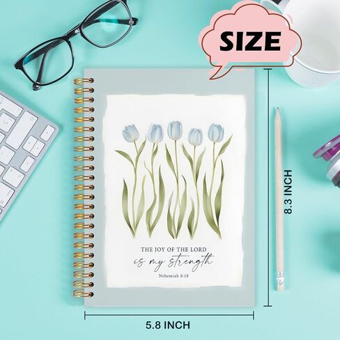 YHTRG Chinoiserie Blue Floral Tulip Spiral Notebook ، دفتر مجلة زهرة زرقاء وبيضاء ، مجلات الجدة العليا للأعمال المدرسية ، ومكتبي Chinoiserie Flower Supplies للنساء ، 5.5 × 8.3 بوصة in Kuwait