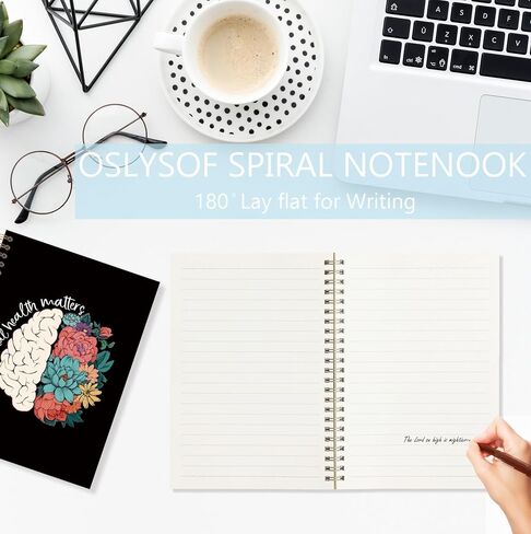 OSLYSOF Mental Health Matters Spiral Notebook, Psychologist Gifts, Therapy Journal for Women, Therapist Notebook for Note Taking, Guided Journal for Mental Health, 5.5x8.3 Inch with 164 Pages in Saudi Arabia