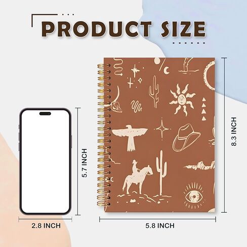 Boho Desert Western Notebook Journal, Country Western Gifts for Women Men Notebooks for Note Taking, Boho Hardcover Spiral Notebook 5.5x8.3 Inch in Kuwait