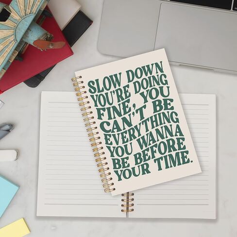 Qabliqo Abstract Boho Spiral Notebooks ، المجلات السوداء البيضاء والذهبية للكتابة ، مجلة عتيقة الحد الأدنى ، لوازات بوهو المكتبية ، دفتر ملاحظات حديث في منتصف القرن ، 5.5 × 8.3 بوصة in Kuwait