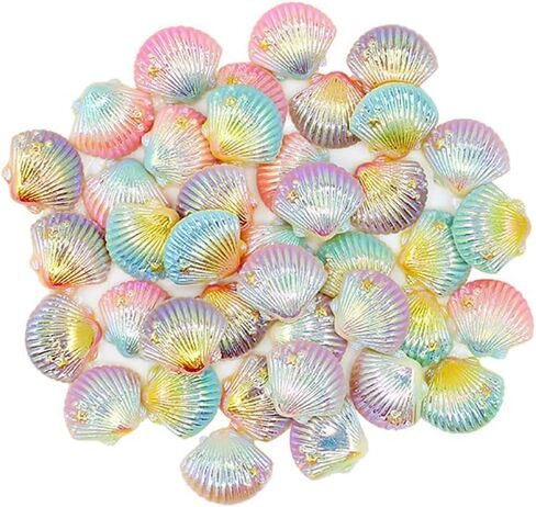 20 PCS راتنجات ملونة مسطحة قذائف الظهر لامع سحر المحيط سحر المعلقات أزرار Flatback Cabochons زخارف Scrapbooking للديكور مرصع علبة Scrapbooking in Saudi Arabia