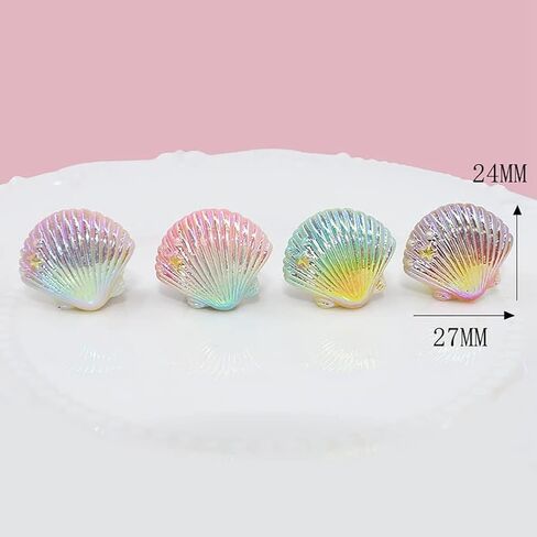 20 PCS راتنجات ملونة مسطحة قذائف الظهر لامع سحر المحيط سحر المعلقات أزرار Flatback Cabochons زخارف Scrapbooking للديكور مرصع علبة Scrapbooking in Saudi Arabia