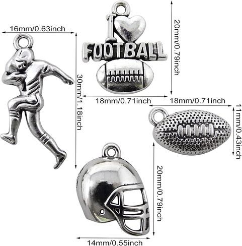 Honbay 80pcs alloy ball Sports Charms Football Pendant Pendant Player Collection Collection for Diy قرط القلادة صنع المجوهرات صنع المجوهرات (4 نمط) in Saudi Arabia