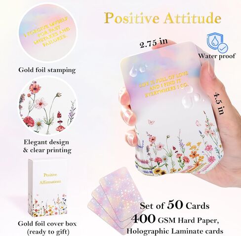 Crisky Positive Affirmation Cards for Women, 50 Pack Daily Affirmations, Encouragement Motivation Cards with Edgy Positive Quotes, Inspirational Gifts for Women, best friends, Girls in Saudi Arabia