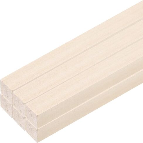 MECCANIXITY 6pcs Wood Sticks, 1/2"x 1/2" x 12" Rectangle Wooden Cube Wood Square Dowel Rods for DIY Arts Decoration, Crafts Whittling, Hand Carved in Saudi Arabia
