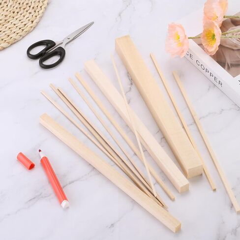 MECCANIXITY 6pcs Wood Sticks, 1/2"x 1/2" x 12" Rectangle Wooden Cube Wood Square Dowel Rods for DIY Arts Decoration, Crafts Whittling, Hand Carved in Saudi Arabia