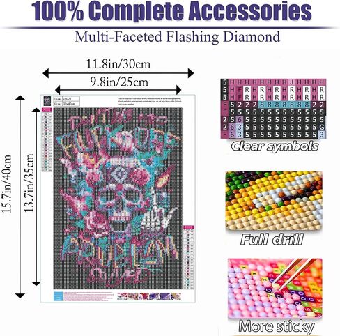 Lumicraft Skull Diamond Art Kits للبالغين ، مجموعات الطلاء القوطية الماس للمبتدئين ، 5D Full Drill Diy Diamond Dot Rhinestone Gem Art for Wall Home Decor in Kuwait