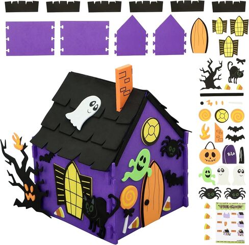 JOYIN Halloween Foam Craft Kit, Party Favors for Kids, Art Crafts with 3D Haunted House, Photo Frame, 2 Halloween Characters Decor, Glasses, Trick or Treat Door Sign Hanger, School Activities Games in Saudi Arabia